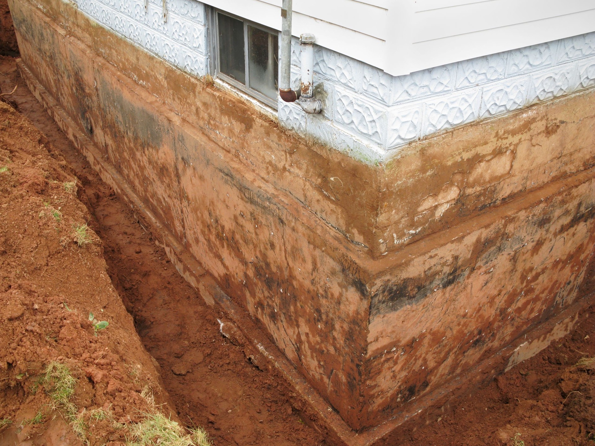 Basement repair, exposed foundation.
